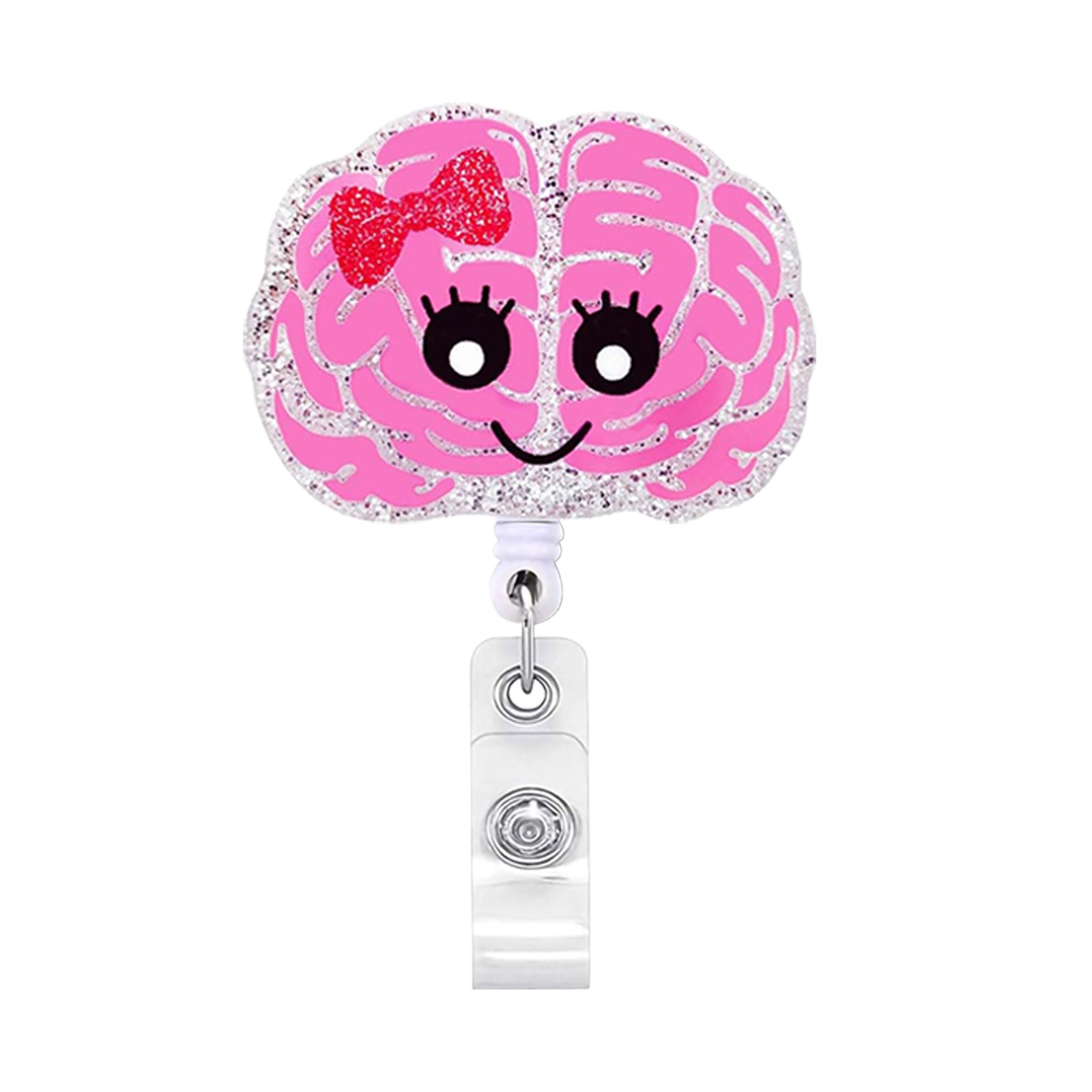 Wholesale Glitter Acrylic Halloween Ghost Retractable Clip Badge Scroll Keychain